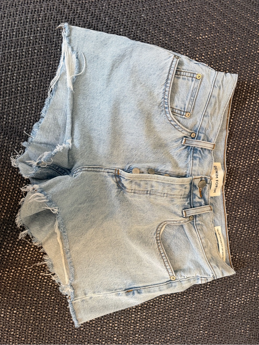 Aritzia Light Blue Raw Hem High-Rise Jean Shorts